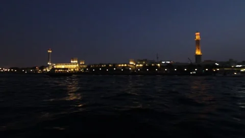 Dubai Creek By Night Stock Footage 1101463