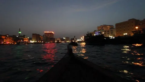 Dubai Creek By Night Stock Footage 1101489