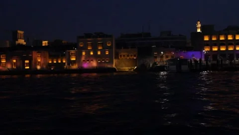 Dubai Creek By Night Stock Footage 1101508