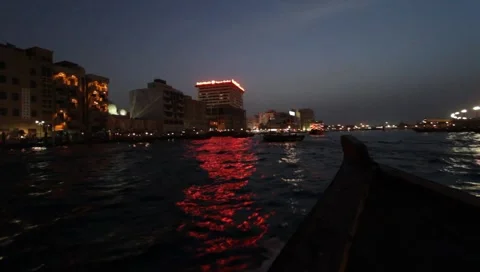 Dubai Creek By Night Stock Footage 1101512