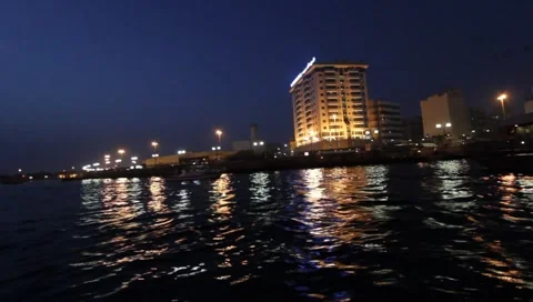 Dubai Creek By Night Stock Footage 1101533