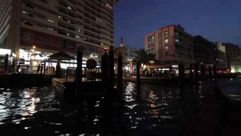 Dubai Creek By Night Stock Footage 1101690