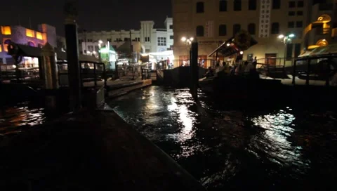 Dubai Creek By Night Stock Footage 1101701