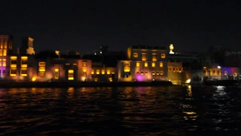 Dubai Creek By Night Stock Footage 1101768