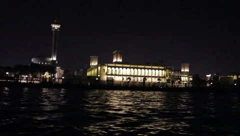 Dubai Creek By Night Stock Footage 1102070