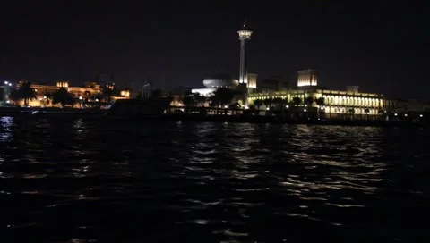 Dubai Creek By Night Stock Footage 1102097