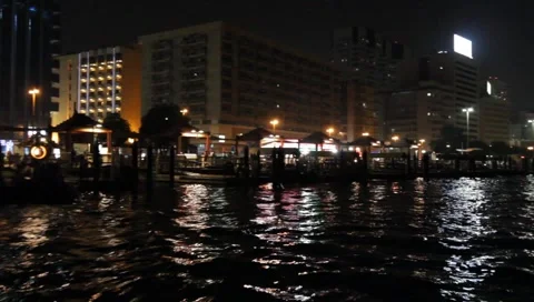 Dubai Creek By Night Stock Footage 1102158