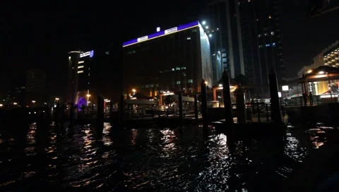 Dubai Creek By Night Stock-Footage 1102211