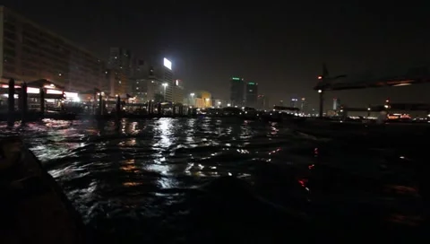 Dubai Creek By Night Stock Footage 1102234
