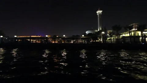 Dubai Creek By Night Stock Footage 1102330