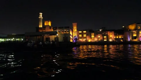 Dubai Creek By Night Stock Footage 1102397