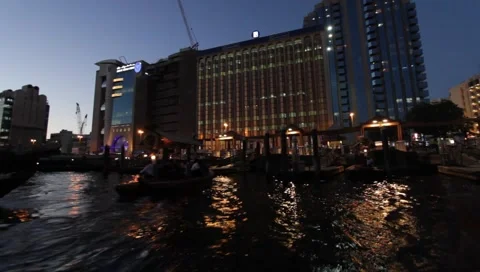 Dubai Creek By Night Stock-Footage 1180357