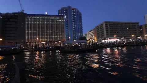 Dubai Creek By Night Stock Footage 1180377
