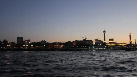 Dubai Creek By Night Stock Footage 1180410