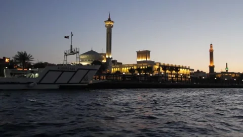 Dubai Creek By Night Stock Footage 1180453
