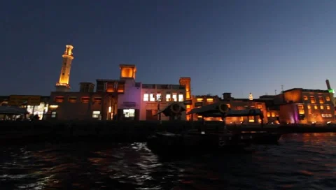 Dubai Creek By Night Stock Footage 1180558