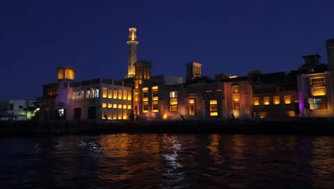 Dubai Creek By Night Stock Footage 1180582