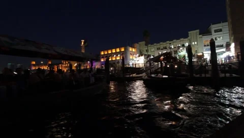 Dubai Creek By Night Stock Footage 1180659