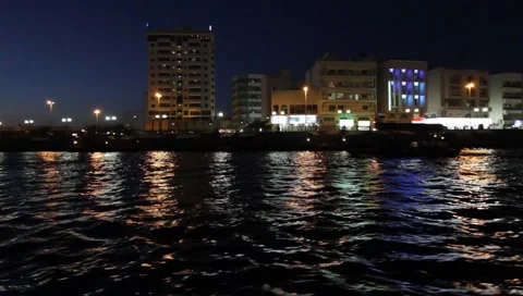 Dubai Creek By Night Stock Footage 1180691