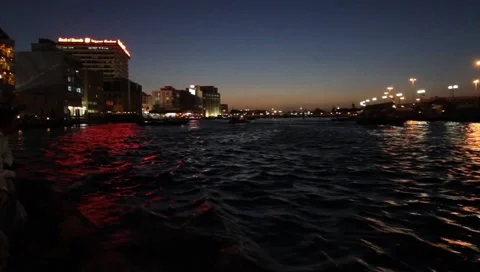 Dubai Creek By Night Stock Footage 1180718