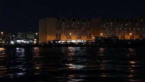 Dubai Creek By Night Stock Footage 1180771