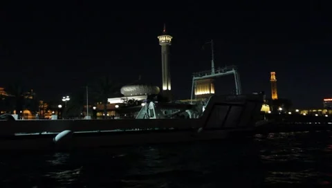 Dubai Creek By Night Stock Footage 1181076