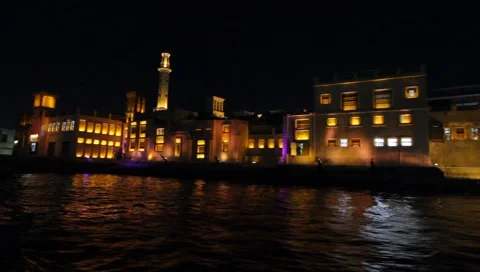 Dubai Creek By Night Stock Footage 1181273