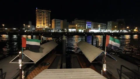 Dubai Creek By Night Stock Footage 1181425