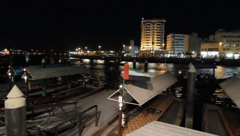 Dubai Creek By Night Stock Footage 1181536