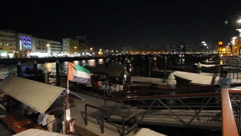 Dubai Creek By Night Stock Footage 1181601