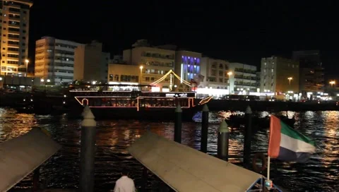 Dubai Creek By Night Stock Footage 1181690