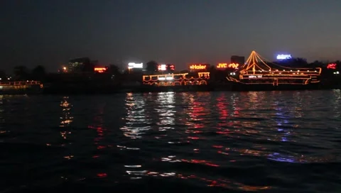 Dubai Creek By Night Stock Footage 1722843
