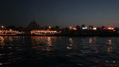 Dubai Creek By Night Stock Footage 1724299