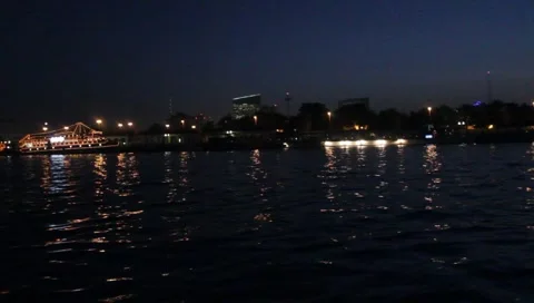 Dubai Creek By Night Stock Footage 1733036