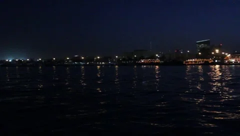 Dubai Creek By Night Stock Footage 1737387