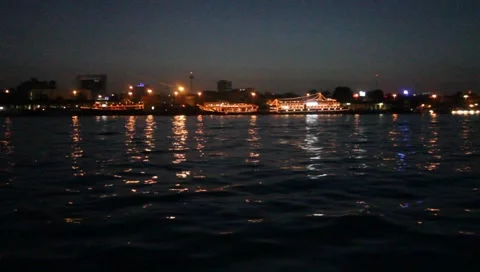 Dubai Creek By Night Stock Footage 1744640