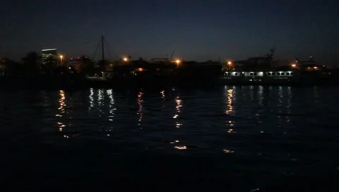 Dubai Creek By Night Stock Footage 1744683