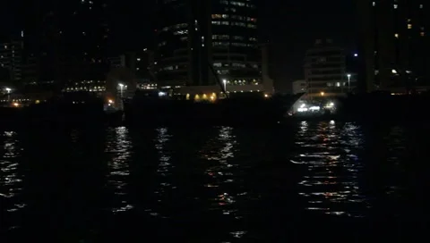 Dubai Creek By Night Stock Footage 1805797