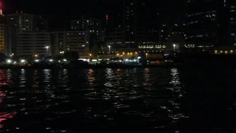 Dubai Creek By Night Stock-Footage 1805833