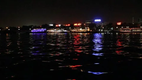 Dubai Creek By Night Stock Footage 1806035