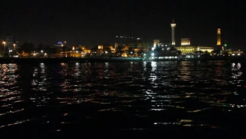 Dubai Creek By Night Stock Footage 1806056