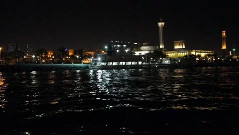 Dubai Creek By Night Stock Footage 1806083