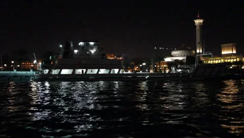 Dubai Creek By Night Stock Footage 1806098