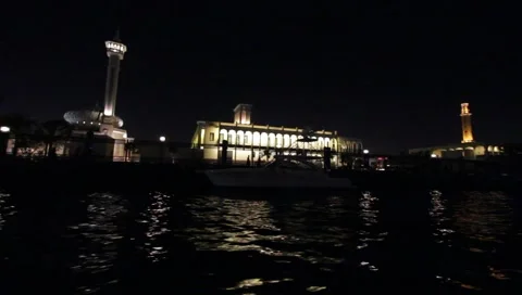 Dubai Creek By Night Stock Footage 1806178