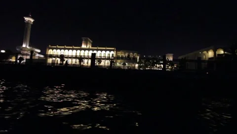 Dubai Creek By Night Stock Footage 1806211