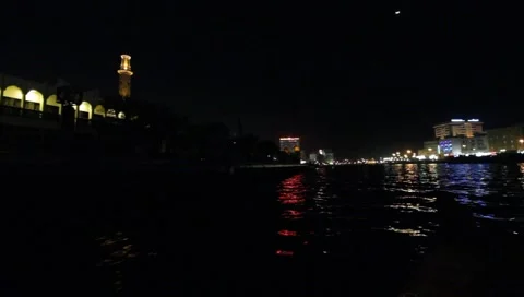Dubai Creek By Night Stock Footage 1806244
