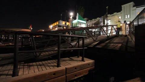 Dubai Creek By Night Stock Footage 1807416