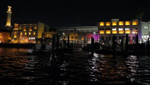 Dubai Creek By Night Stock Footage 1807520