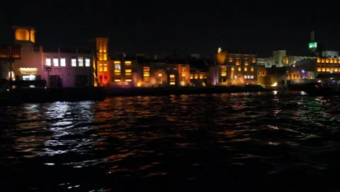 Dubai Creek By Night Video stock 1807547