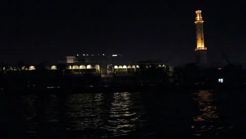Dubai Creek By Night Stock Footage 1807600